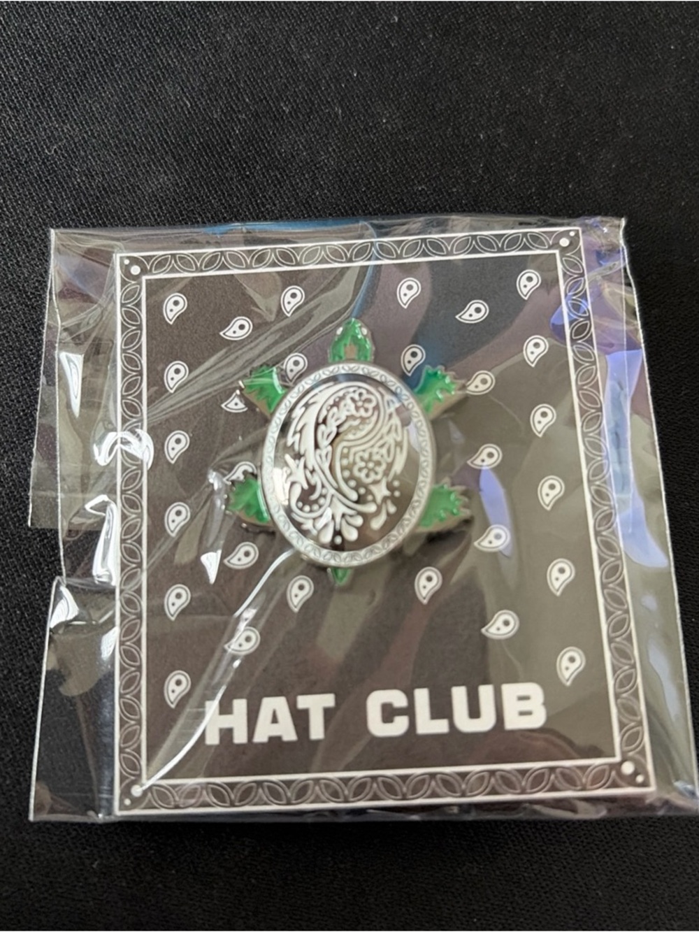 Hat Club Exclusive Pin - Black Dome Collection Series - Turtle Green Paisley